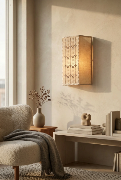 Swedish N vers m Embroidered Wall Sconce 1960s 70s
