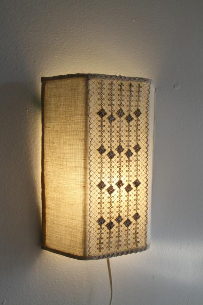 Swedish N vers m Embroidered Wall Sconce 1960s 70s