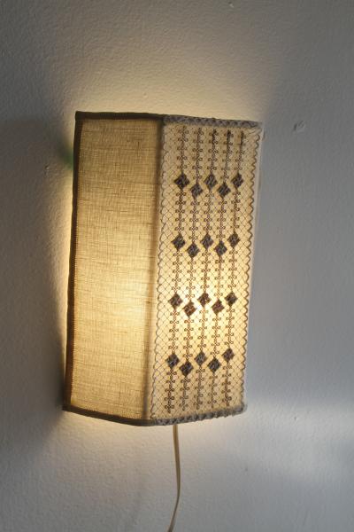 Swedish N vers m Embroidered Wall Sconce 1960s 70s
