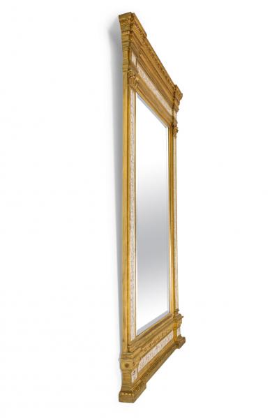 Swedish Neo Classic Monumental Cream Painted and Parcel Gilt Wall Mirror