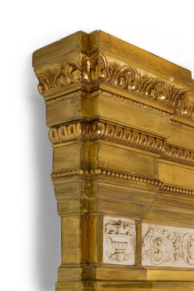 Swedish Neo Classic Monumental Cream Painted and Parcel Gilt Wall Mirror