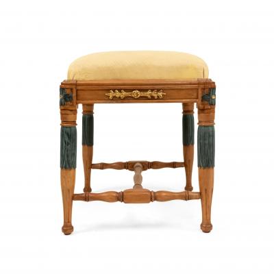 Swedish Neoclassic Birch and Silk Stools