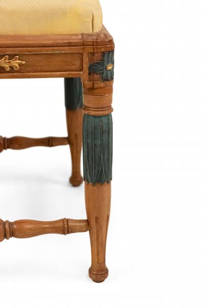 Swedish Neoclassic Birch and Silk Stools