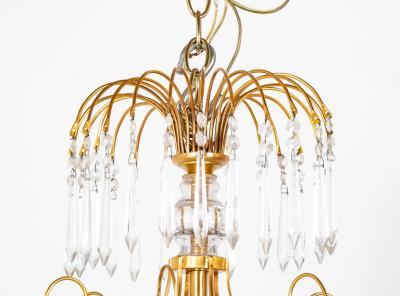 Swedish Neoclassic Gilt Bronze Crystal 8 Arm Chandelier