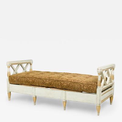 Swedish Neoclassic White and Gilt Painted DayBed