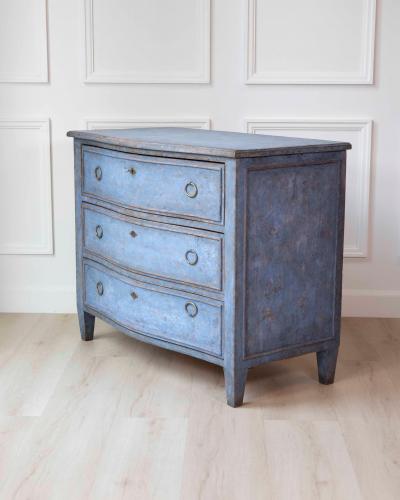 Swedish Neoclassical Blue Painted Chest of Drawers c 1900 1910