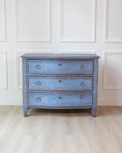 Swedish Neoclassical Blue Painted Chest of Drawers c 1900 1910
