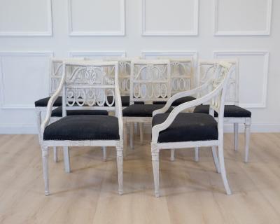 Swedish Neoclassical Painted Dining Chairs Set of Eight circa 1900