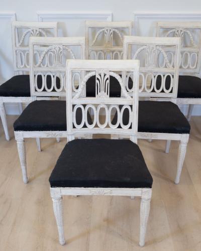 Swedish Neoclassical Painted Dining Chairs Set of Eight circa 1900