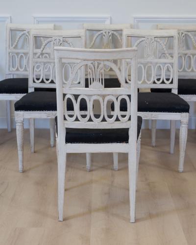 Swedish Neoclassical Painted Dining Chairs Set of Eight circa 1900