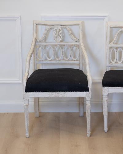 Swedish Neoclassical Painted Dining Chairs Set of Eight circa 1900