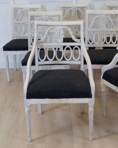 Swedish Neoclassical Painted Dining Chairs Set of Eight circa 1900