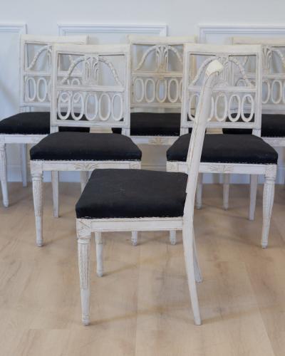 Swedish Neoclassical Painted Dining Chairs Set of Eight circa 1900