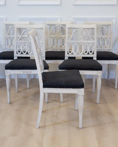 Swedish Neoclassical Painted Dining Chairs Set of Eight circa 1900