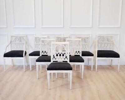 Swedish Neoclassical Painted Dining Chairs Set of Eight circa 1900