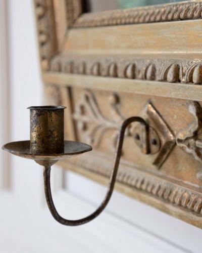 Swedish Neoclassical Painted Mirror With Sphinx Crest and Candle Sconce