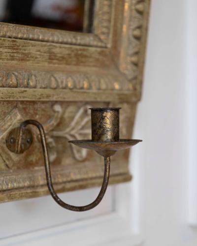 Swedish Neoclassical Painted Mirror With Sphinx Crest and Candle Sconce