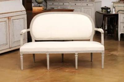 Swedish Neoclassical Period 1780s Painted Sofa with Carved Guilloche Frieze