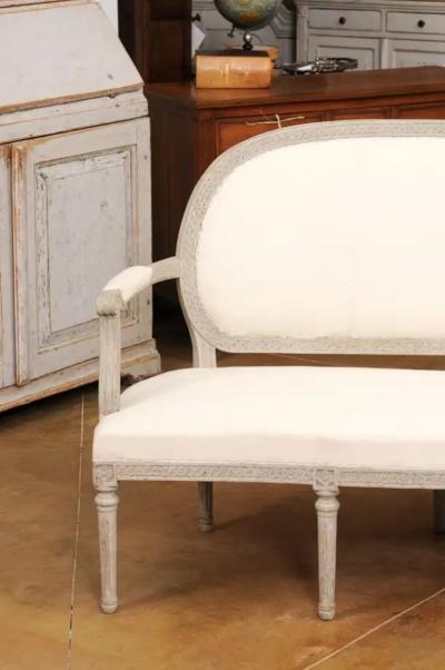 Swedish Neoclassical Period 1780s Painted Sofa with Carved Guilloche Frieze