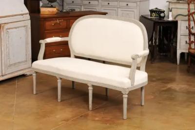 Swedish Neoclassical Period 1780s Painted Sofa with Carved Guilloche Frieze