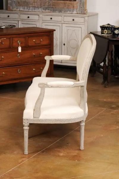 Swedish Neoclassical Period 1780s Painted Sofa with Carved Guilloche Frieze