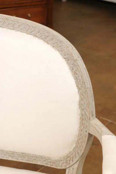 Swedish Neoclassical Period 1780s Painted Sofa with Carved Guilloche Frieze