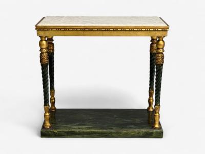 Swedish Neoclassical Style Giltwood Marble Console Tables Sweden 20th c 