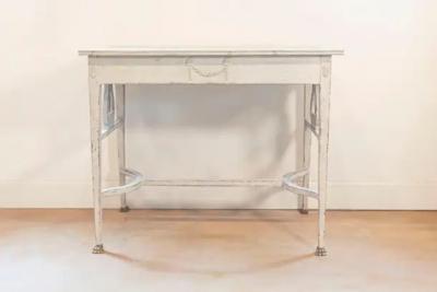 Swedish Neoclassical Style Painted Hall Table with Lyre Motifs and Lion Feet