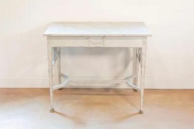 Swedish Neoclassical Style Painted Hall Table with Lyre Motifs and Lion Feet
