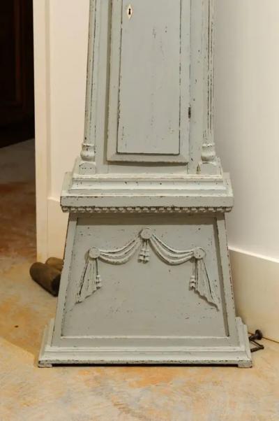 Swedish Neoclassical Style Painted Wood Longcase Clock with Carved Palmette