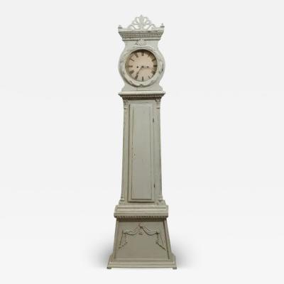 Swedish Neoclassical Style Painted Wood Longcase Clock with Carved Palmette