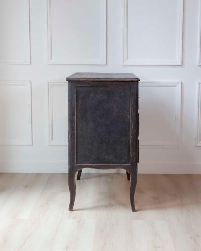 Swedish Neorococo Black Painted Pine Chest of Drawers
