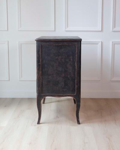 Swedish Neorococo Black Painted Pine Chest of Drawers