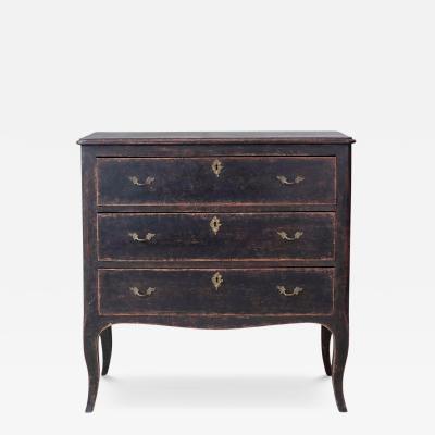 Swedish Neorococo Black Painted Pine Chest of Drawers