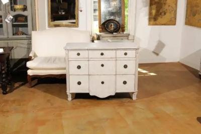 Swedish Painted Breakfront Three Drawer Commode with Dentil Molding circa 1880