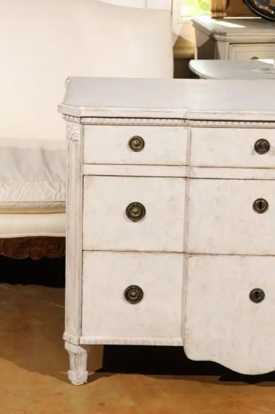 Swedish Painted Breakfront Three Drawer Commode with Dentil Molding circa 1880