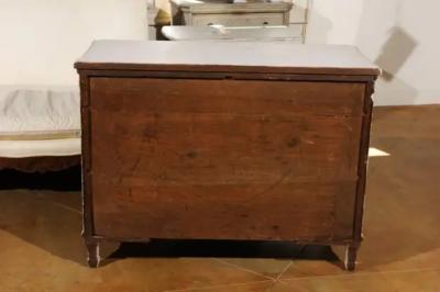 Swedish Painted Breakfront Three Drawer Commode with Dentil Molding circa 1880