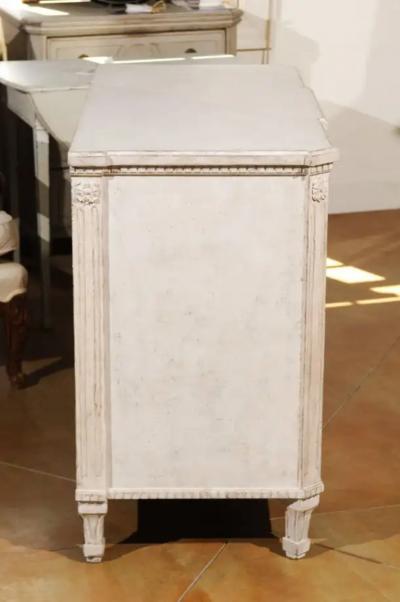 Swedish Painted Breakfront Three Drawer Commode with Dentil Molding circa 1880