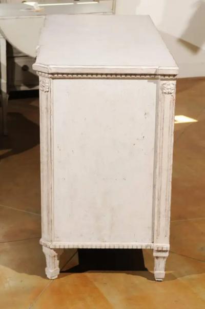 Swedish Painted Breakfront Three Drawer Commode with Dentil Molding circa 1880