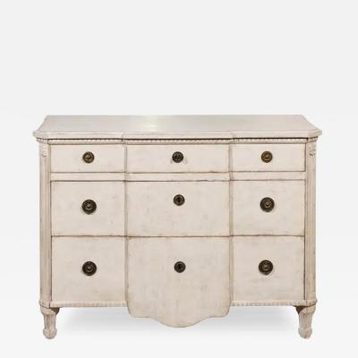 Swedish Painted Breakfront Three Drawer Commode with Dentil Molding circa 1880