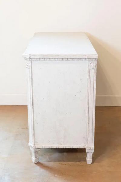 Swedish Painted Breakfront Three Drawer Commode with Dentil Molding circa 1880