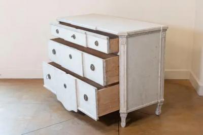 Swedish Painted Breakfront Three Drawer Commode with Dentil Molding circa 1880
