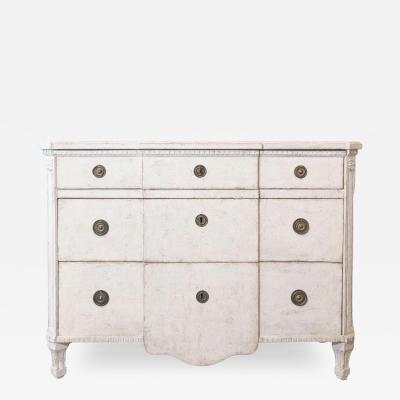 Swedish Painted Breakfront Three Drawer Commode with Dentil Molding circa 1880