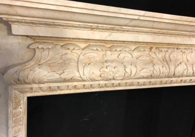 Swedish Painted and Distressed Decorated Fire Surround in Faux Marble Finish