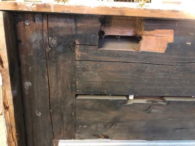 Swedish Painted and Distressed Decorated Fire Surround in Faux Marble Finish