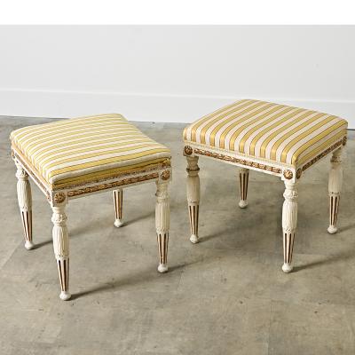 Swedish Pair of Louis XVI Style Stools Late 19th Century