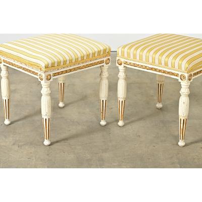 Swedish Pair of Louis XVI Style Stools Late 19th Century