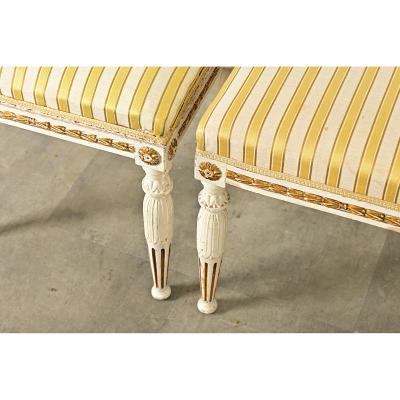Swedish Pair of Louis XVI Style Stools Late 19th Century