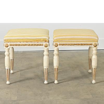 Swedish Pair of Louis XVI Style Stools Late 19th Century