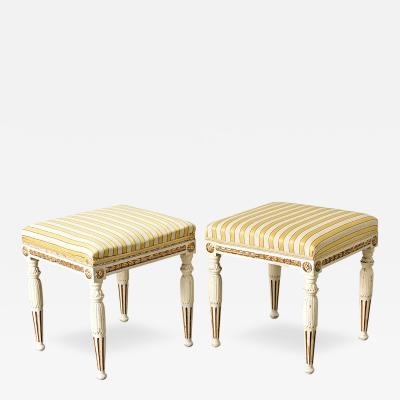 Swedish Pair of Louis XVI Style Stools Late 19th Century
